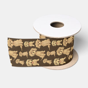 Ruban En Satin Motif de chien Brown labradoodle doré