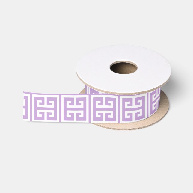 Ruban En Satin Motif de clé grecque Lavender (Bobine)