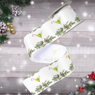 Ruban En Satin Motif de cocktail Martini de bonbon de Noël festif