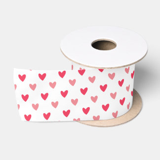Ruban En Satin Motif de coeur d'amour rouge et rose