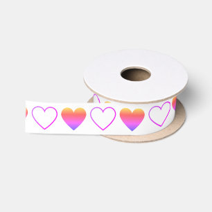 Ruban En Satin Motif de Coeurs Ombres Colorés