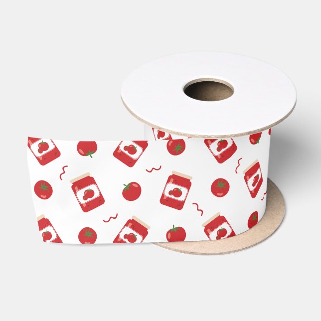 Ruban En Satin motif de confiture de tomates (Bobine)