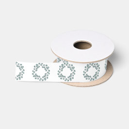 Ruban En Satin Motif de couronne d'eucalyptus en argent
