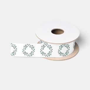 Ruban En Satin Motif de couronne d'eucalyptus en argent