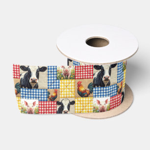 Ruban En Satin Motif de Courtepointe d'Animaux de Ferme