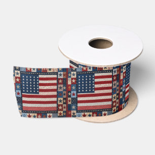 Ruban En Satin Motif de courtepointe de drapeau américain