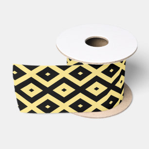 Ruban En Satin Motif de diamant jaune citron et noir