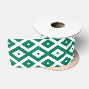 Ruban En Satin Motif de diamant vert et blanc