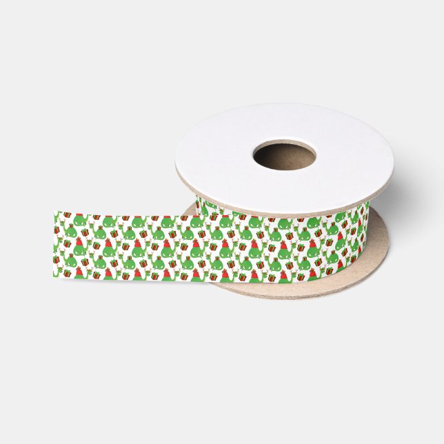 Ruban En Satin motif de dinosaure carrelé de Noël  (Bobine)