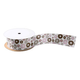 Ruban En Satin Motif De Donuts, Donuts Roses, Donuts Brown