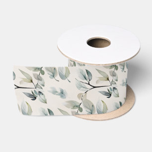Ruban En Satin Motif de feuille artistique aquarelle Feuilles ver