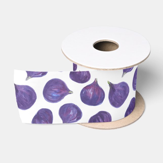 Ruban En Satin Motif de figues aquarelle (Bobine)