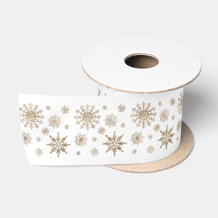 Ruban En Satin Motif De Flammes De Neige En Couleur Jaune Dorée