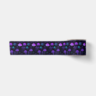 Ruban En Satin Motif de fleur de lotus néon vibrant