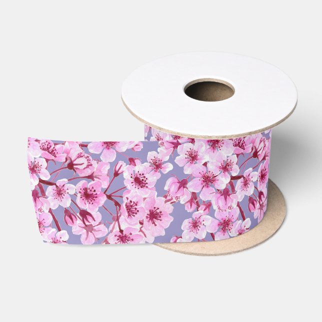 Ruban En Satin Motif de fleurs de cerisiers (Bobine)