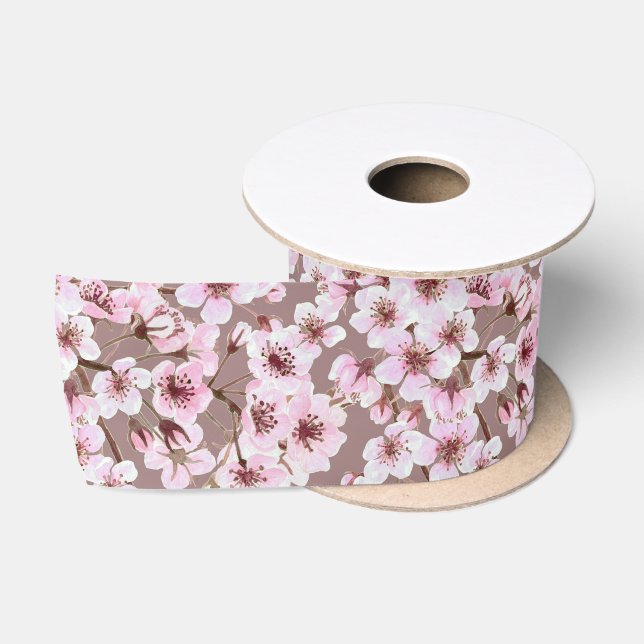 Ruban En Satin Motif de fleurs de cerisiers (Bobine)