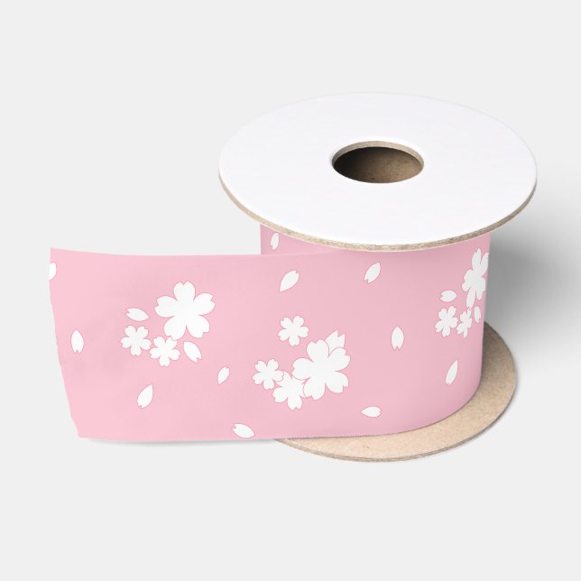 Ruban En Satin Motif de fleurs de cerisiers de Sakura (Bobine)