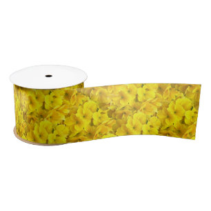 Ruban En Satin Motif de fleurs de Primrose jaune