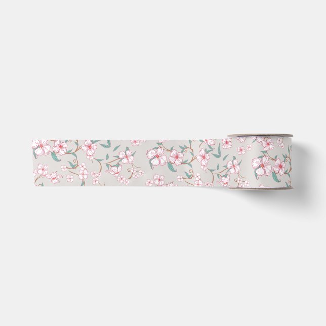 Ruban En Satin Motif de fleurs effrayantes (Devant)