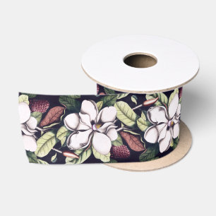 Ruban En Satin Motif de fleurs Magnolia