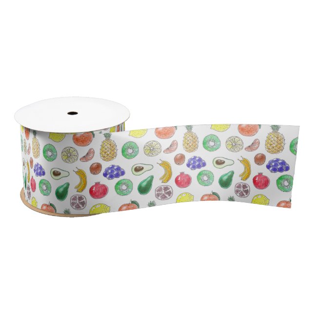 Ruban En Satin Motif de fruits (Bobine)