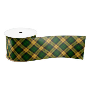 Ruban En Satin Motif de Jacquard Tartan Jaune Vert