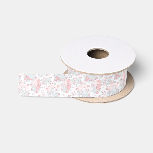 Ruban En Satin motif de kawaii avec le griffonnage (Bobine)