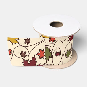 Ruban En Satin Motif de la feuille d'érable à boudin