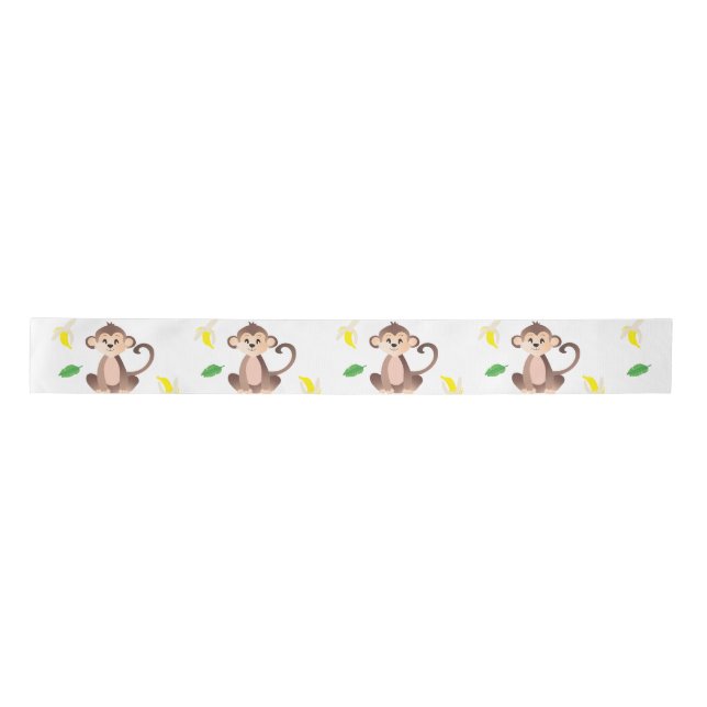 Ruban En Satin Motif de la feuille tropicale singe (Devant)
