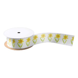 Ruban En Satin Motif de la jonquille 2 d'aquarelle