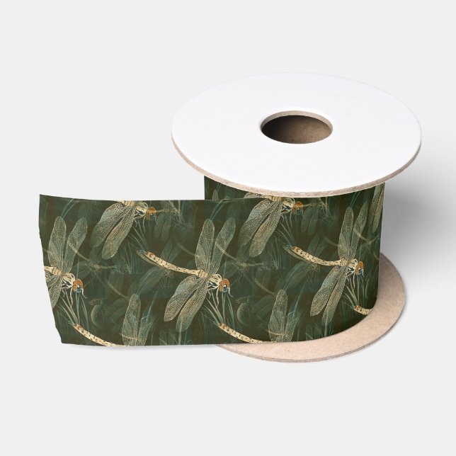 Ruban En Satin Motif de libellules majestueux  (Bobine)