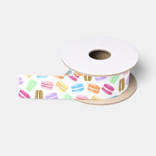 Ruban En Satin motif de macarons colorés