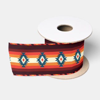 Ruban En Satin Motif de motif amérindien bandes géométrie
