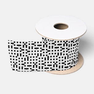 Ruban En Satin Motif de mots croisés noir blanc rétro