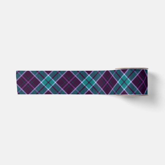 Ruban En Satin Motif de Noël bleu et violet (Devant)