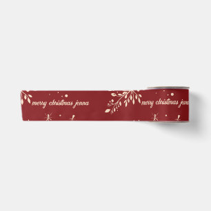 Ruban En Satin Motif de Noël Floral Rouge