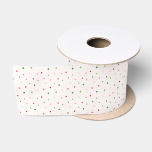 Ruban En Satin Motif de Noël Pois rouge, rose et vert