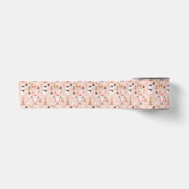Ruban En Satin Motif de Noël rose mignon avec Père Noël