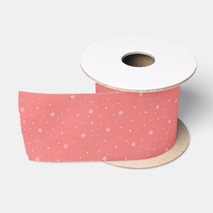 Ruban En Satin Motif de Noël Whimsical Snowflakes en rose