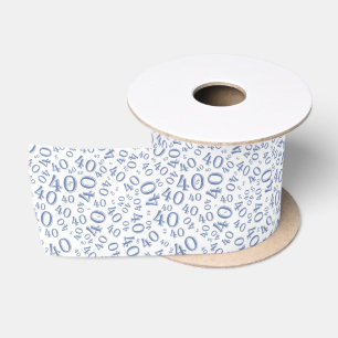 Ruban En Satin Motif de nombre d'anniversaire 40 moderne bleu/bla