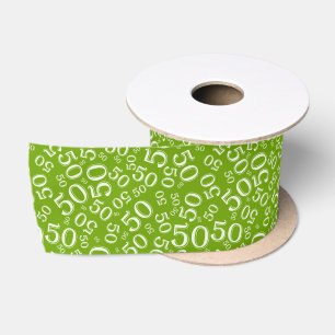 Ruban En Satin Motif de nombre d'anniversaire 50 moderne vert/bla