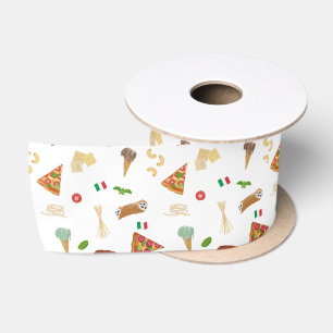 Ruban En Satin Motif de nourriture italienne Pizza Pâtes Tiramisu