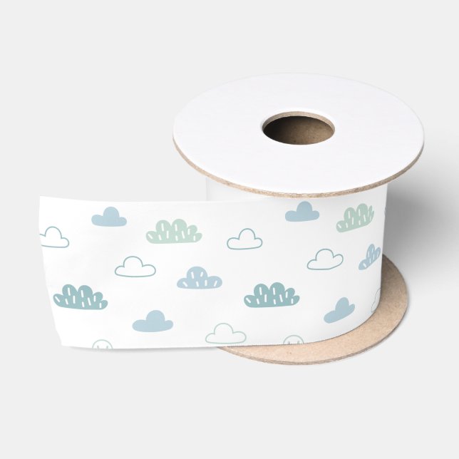 Ruban En Satin Motif de nuage à main levée (Bobine)