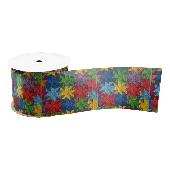 Ruban En Satin Motif de patchwork à pinwheeling (Bobine)