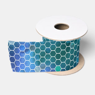 Ruban En Satin Motif de peigne bleu vert