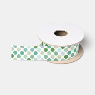 Ruban En Satin Motif de points chic coloré vert monogramme