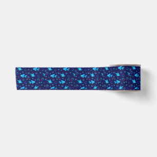 Ruban En Satin motif de poisson bleu