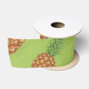 Ruban En Satin Motif de pomme de pin aquarelle 4
