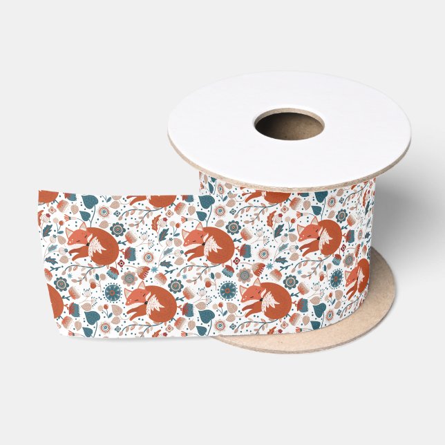 Ruban En Satin Motif de renard nordique (Bobine)