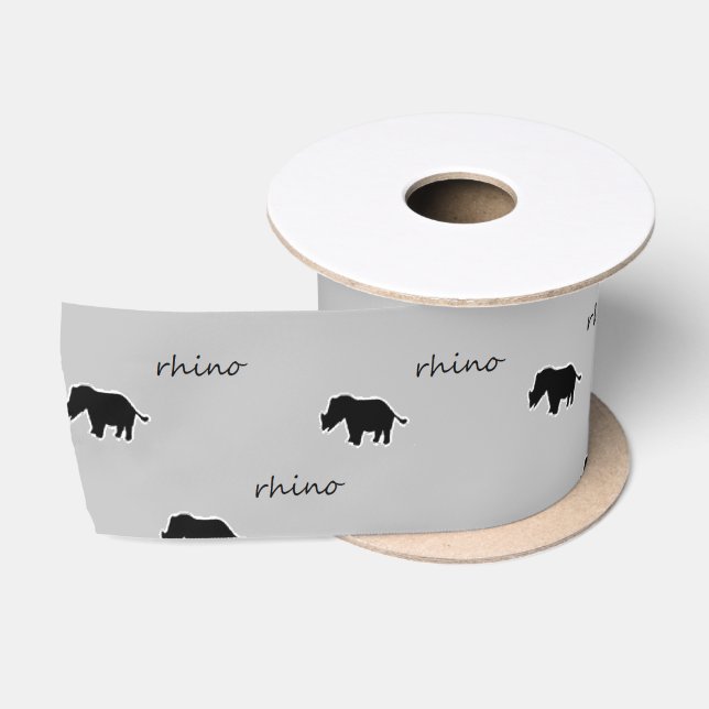 Ruban En Satin motif de silhouette rhinocéros (Bobine)